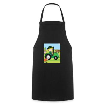 Green Tractor Birthday Farm Animals - Cooking Apron - black - Front - AI Model Male 185 dark (185cm)