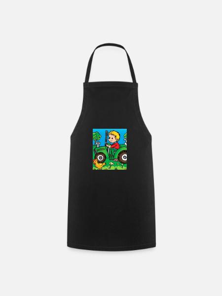 Green Tractor Birthday Farm Animals - Tablier de cuisine - noir