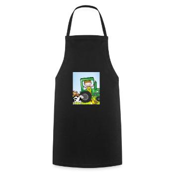 Green Tractor Birthday Farm Animals - Cooking Apron - black - Front - AI Model Male 185 dark (185cm)