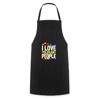 I Love Tolerant People Bisexual Gay Pansexual Rain - Kochschürze - Schwarz - Vorne - AI Model Male 185 dark (185cm)