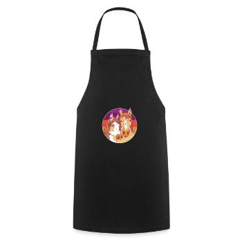 Retro Graphic Horse Lover Equestrian Rider Horses - Kochschürze - Schwarz - Vorne - AI Model Male 185 dark (185cm)