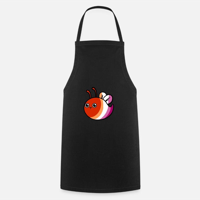 Abeille lesbienne Orange Rose Fierté lesbienne - Tablier de cuisine - noir