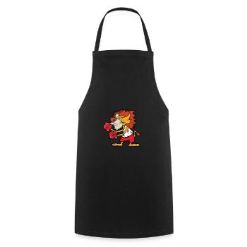 Boxer boxe lion rétro style grunge vintage - Tablier de cuisine - noir - Devant - AI Model Male 185 dark (185cm)