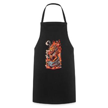 Asiatischer Drache Ukiyo-E Kunststil Ästethik - Kochschürze - Schwarz - Vorne - AI Model Male 185 dark (185cm)