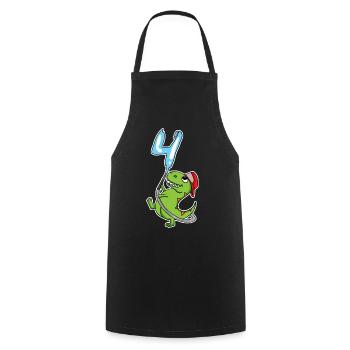 4th Birthday Dinosaur - Cooking Apron - black - Front - AI Model Male 185 dark (185cm)