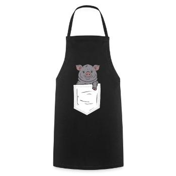 Pig in Pocket Chest Pocket - Cooking Apron - black - Front - AI Model Male 185 dark (185cm)