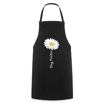 Stay Positive Courage Self-Confidence Marguerite Life - Cooking Apron - black - Front - AI Model Male 185 dark (185cm)