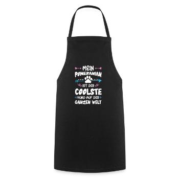 Dicton de chien poméranien - Tablier de cuisine - noir - Devant - AI Model Male 185 dark (185cm)