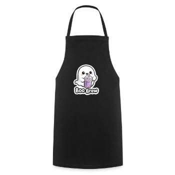Kawaii Boo Brew Ghost - Tablier de cuisine - noir - Devant - AI Model Male 185 dark (185cm)