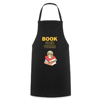 Buchmesse-Vibes Bücherwurm - Kochschürze - Schwarz - Vorne - AI Model Male 185 dark (185cm)