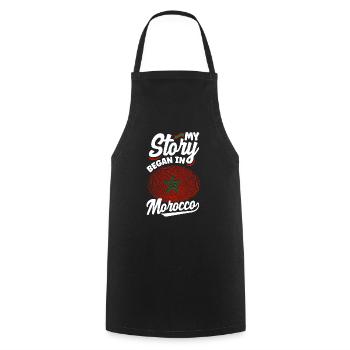 Maroc Maroc Maroc Drapeau Mon histoire a commencé en - Tablier de cuisine - noir - Devant - AI Model Male 185 dark (185cm)