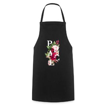 Peace flowers - Tablier de cuisine - noir - Devant - AI Model Male 185 dark (185cm)