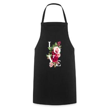 Love flowers - Cooking Apron - black - Front - AI Model Male 185 dark (185cm)