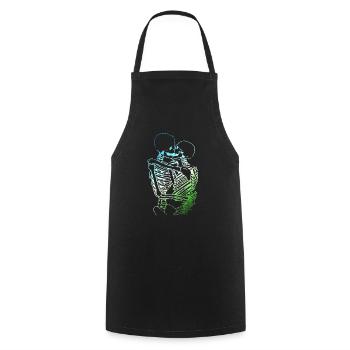 skull skeleton death halloween horror black dead - Cooking Apron - black - Front - AI Model Male 185 dark (185cm)
