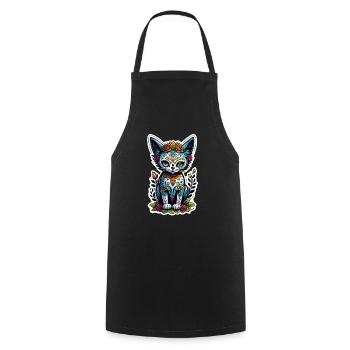 Cat Mexico - Dia de los Muertos - Cooking Apron - black - Front - AI Model Male 185 dark (185cm)