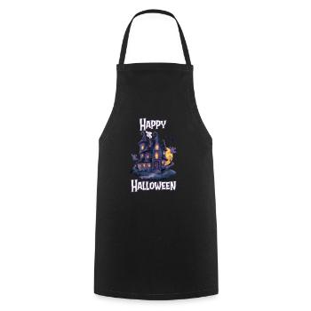 Halloween – Happy Halloween Spooky Haunted House - Cooking Apron - black - Front - AI Model Male 185 dark (185cm)