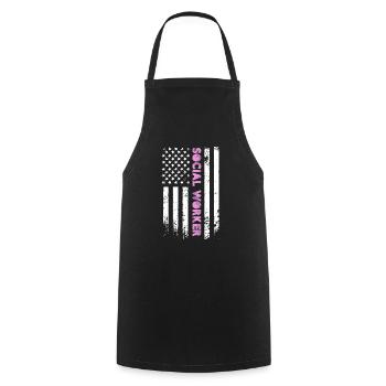 Travailleur social Drapeau américain - Tablier de cuisine - noir - Devant - AI Model Male 185 dark (185cm)