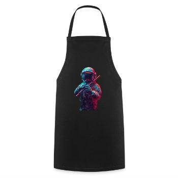 Flûte d’astronaute - Tablier de cuisine - noir - Devant - AI Model Male 185 dark (185cm)