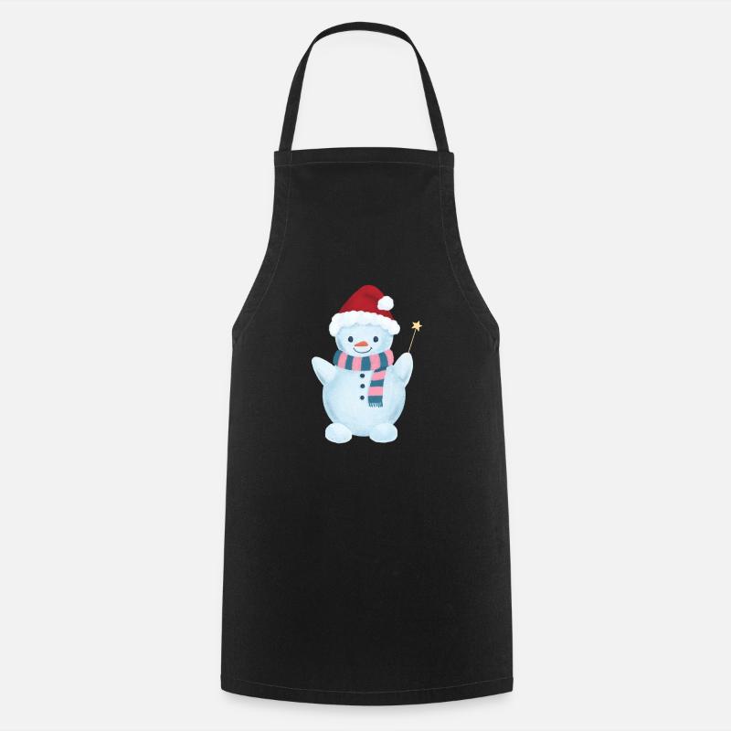 cute snowman - Cooking Apron - black