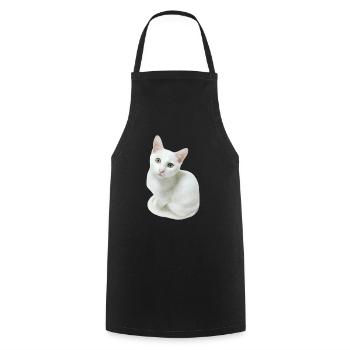 White Cat - Cooking Apron - black - Front - AI Model Male 185 dark (185cm)
