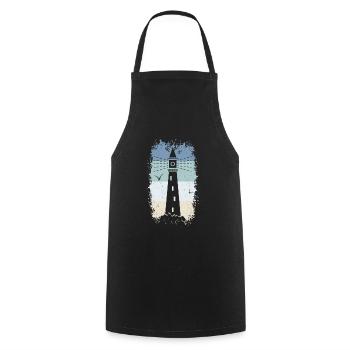 Lighthouse Retro Sea North Sea Coast Holiday S - Cooking Apron - black - Front - AI Model Male 185 dark (185cm)