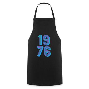 1976 Année de naissance | Couleurs changeantes - Tablier de cuisine - noir - Devant - AI Model Male 185 dark (185cm)