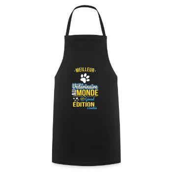 Meilleur Vétérinaire au monde - 100% génial - Tablier de cuisine - noir - Devant - AI Model Male 185 dark (185cm)