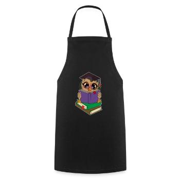 Read owl with books - Cooking Apron - black - Front - AI Model Male 185 dark (185cm)
