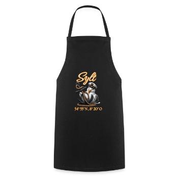 Sylt Seagull avec ancre et coordonnées GPS - Tablier de cuisine - noir - Devant - AI Model Male 185 dark (185cm)