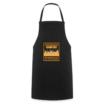 Cadeau pour Dimitri - Tablier de cuisine - noir - Devant - AI Model Male 185 dark (185cm)