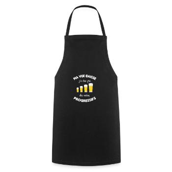 Ma vue baisse cadeau humour bière - Tablier de cuisine - noir - Devant - AI Model Male 185 dark (185cm)
