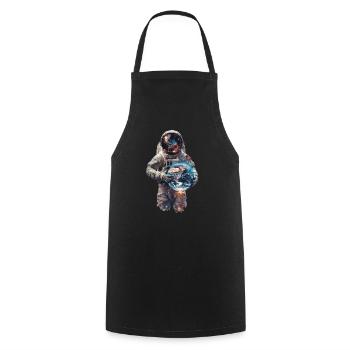 Astronaut with Earth - Cooking Apron - black - Front - AI Model Male 185 dark (185cm)