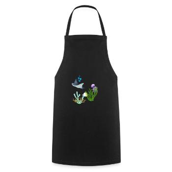 Ray Jellyfish Underwater World Coral Fish - Cooking Apron - black - Front - AI Model Male 185 dark (185cm)
