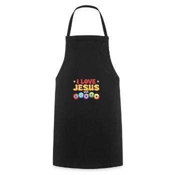Ich liebe Jesus und Bingo - Kochschürze - Schwarz - Vorne - AI Model Male 185 dark (185cm)