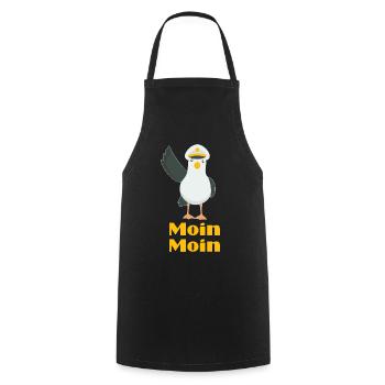Moin Moin Möwen Kapitän - Kochschürze - Schwarz - Vorne - AI Model Male 185 dark (185cm)