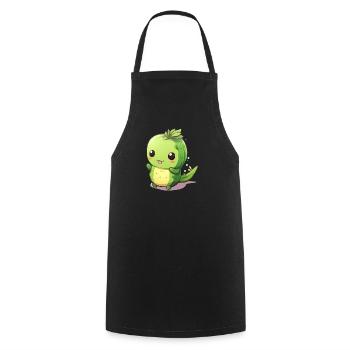 Cactus Kawaii mignon aux grands yeux - Tablier de cuisine - noir - Devant - AI Model Male 185 dark (185cm)