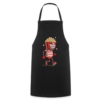 Creepy Popcorn Monster Halloween Movie Night - Cooking Apron - black - Front - AI Model Male 185 dark (185cm)