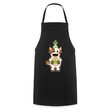 Gâteau d’anniversaire de vache - Tablier de cuisine - noir - Devant - AI Model Male 185 dark (185cm)