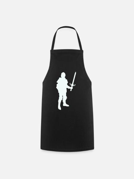 Ritterheld Silhouette mit Langschwert - Kochschürze - Schwarz
