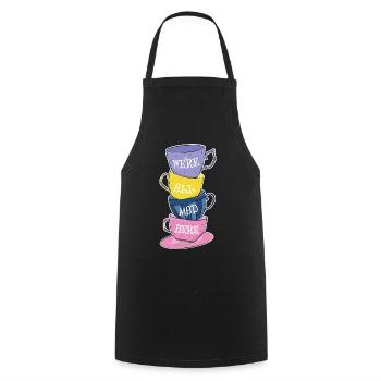 We're All Mad Here - Mad Tea Party - Tea Cups - Cooking Apron - black - Front - AI Model Male 185 dark (185cm)