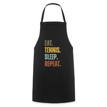 EAT TENNIS SLEEP REPEAT - Cooking Apron - black - Front - AI Model Male 185 dark (185cm)