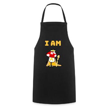 I am A - Cooking Apron - black - Front - AI Model Male 185 dark (185cm)