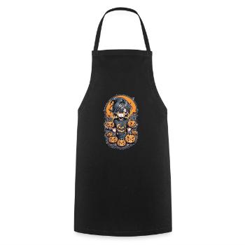 halloween - monstre et sorciere manga - Tablier de cuisine - noir - Devant - AI Model Male 185 dark (185cm)