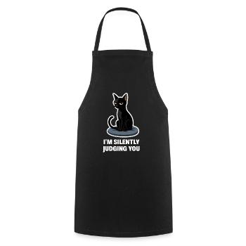 Ich verurteile dich nur – sarkastisches Black Cat Design - Kochschürze - Schwarz - Vorne - AI Model Male 185 dark (185cm)
