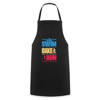 Swim like the Boat sunk Bike like you stole it Run - Kochschürze - Schwarz - Vorne - AI Model Male 185 dark (185cm)