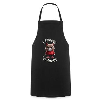 Je choisis la violence Chat I Amoureux des chats I Antisocial - Tablier de cuisine - noir - Devant - AI Model Male 185 dark (185cm)