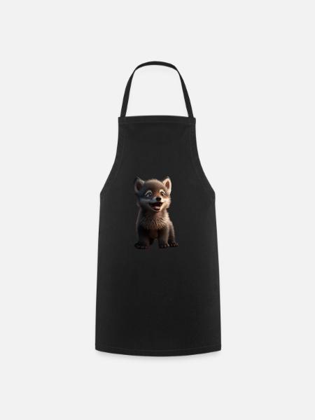 Wolf Süß cute - Kochschürze - Schwarz