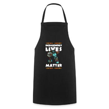 Chef amérindien Skull Apache - Tablier de cuisine - noir - Devant - AI Model Male 185 dark (185cm)