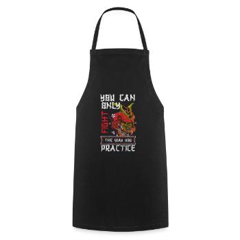 Japan Aikido Katana - Cooking Apron - black - Front - AI Model Male 185 dark (185cm)