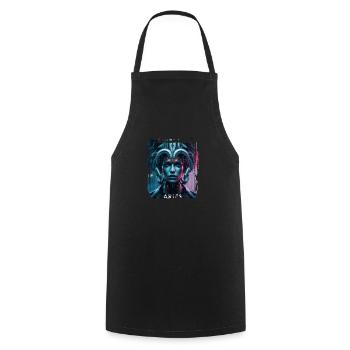 Signe du zodiaque Bélier à l’ère cyberpunk Futur - Tablier de cuisine - noir - Devant - AI Model Male 185 dark (185cm)